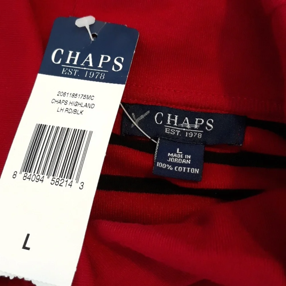 Chaps by Ralph Lauren Highland Red & Black Striped Shawl Collar Top Size L / NWT - Picture 13 of 14